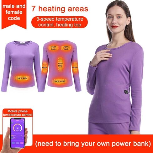 Electric Heated Shirt for Men Women, USB Charging, Washable Heating Top for Outdoor Hunting (No Battery)(Female Purple,4XL-4XLarge) in Saudi Arabia