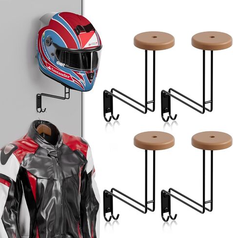 Helmet Holder Wall Mount, 4 Pack Motorcycle Helmet Rack, Helmet Hanger Rack Motorcycle with 2 Hooks Helmet Hanger for Motorcycle Bike Coats, Caps, Baseballs and Rugby Helmet in Saudi Arabia