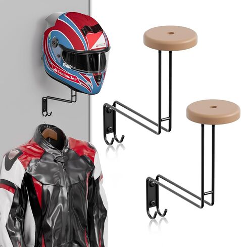 Helmet Holder Wall Mount, 4 Pack Motorcycle Helmet Rack, Helmet Hanger Rack Motorcycle with 2 Hooks Helmet Hanger for Motorcycle Bike Coats, Caps, Baseballs and Rugby Helmet in Saudi Arabia