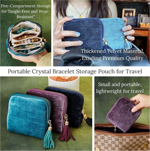 2025 New Travel Jewelry Case – Portable Organizer for Rings, Bracelets, & Bangles with Tassel Zipper, Elegant Jewelry Roll for Journey, Crystal Jewelry Storage Pouch, Mini, Avocado Green in Saudi Arabia
