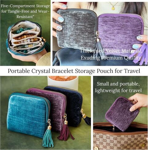 2025 New Travel Jewelry Case – Portable Organizer for Rings, Bracelets, & Bangles with Tassel Zipper, Elegant Jewelry Roll for Journey, Crystal Jewelry Storage Pouch, Mini, Avocado Green in Saudi Arabia