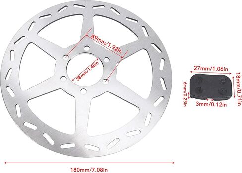 180mm Mini Bike Disc Brake Rotor with Pads Replacement for Mega Moto Classic 80 MM B80 105 MM B105 1000w Electric Mini Bike Powersports Parts in Saudi Arabia