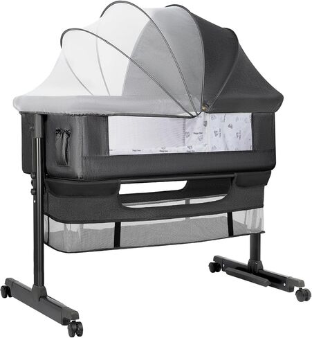 YADAQE Baby Bassinet, Baby Basinet Bedside Sleeper, Easy to Fold Portable Crib Side Bassinet 2023new Style Girl/boy bassinets(Light Grey) in Saudi Arabia