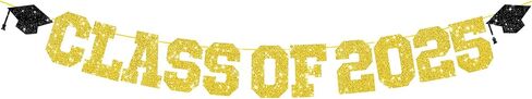 Graduation Decorations Class of 2024, 2024 Graduation Party Decorations, Congrats Grad Banner, Class of 2024, Black and Gold Glitter Sign for College Graduation Party Supplies in Kuwait