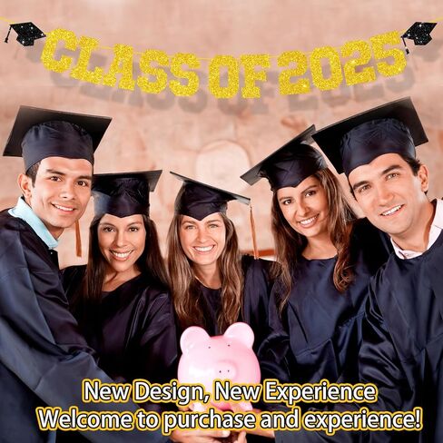 Graduation Decorations Class of 2024, 2024 Graduation Party Decorations, Congrats Grad Banner, Class of 2024, Black and Gold Glitter Sign for College Graduation Party Supplies in Kuwait