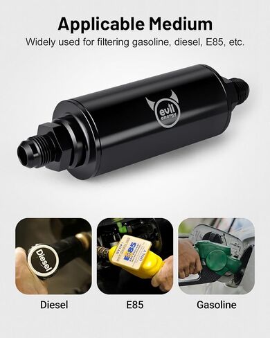 FILTER EVILER EREADE INLINE FUEL FILTER 10 MICRON مع 6AN 8AN 10AN ADAPTER & BRACHET CLAMP 50MM Universal in Saudi Arabia