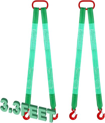 2 Pack 3.3 Ft Lifting Slings Straps with Hooks 4410 Lb Pounds Capacity Polyester Bridle Sling Heavy Duty Two Leg Lifting Slings and Straps for Engines Cranes Hoists Truck Cargo in Kuwait