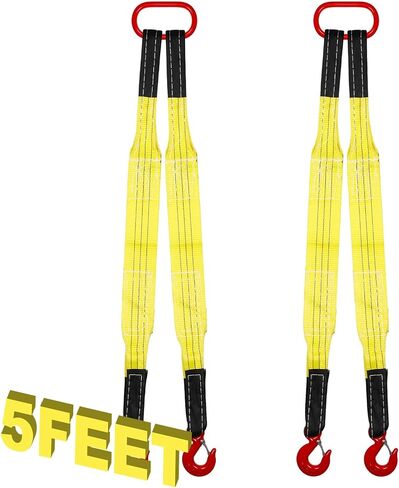 2 Pack 3.3 Ft Lifting Slings Straps with Hooks 4410 Lb Pounds Capacity Polyester Bridle Sling Heavy Duty Two Leg Lifting Slings and Straps for Engines Cranes Hoists Truck Cargo in Saudi Arabia