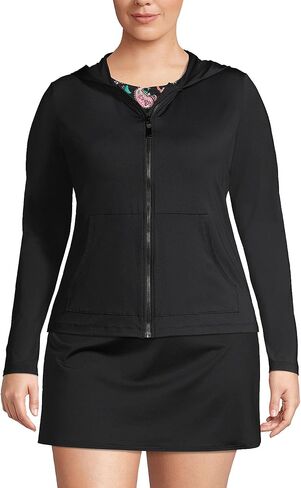 Lands' End Women's Sunshade UPF 50 Hooded Zip Front Rash Guard in Kuwait