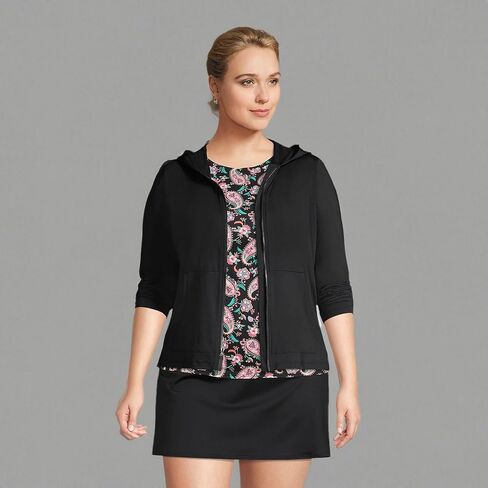 Lands' End Women's Sunshade UPF 50 Hooded Zip Front Rash Guard in Kuwait