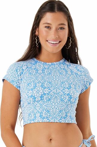 Roxy Women's Crop Top Rash Guard – UPF 50+, Quick-Dry Swim Shirt, Pool, Surf, Beach, Water Sports in Saudi Arabia