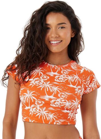 Roxy Women's Crop Top Rash Guard – UPF 50+, Quick-Dry Swim Shirt, Pool, Surf, Beach, Water Sports in Saudi Arabia