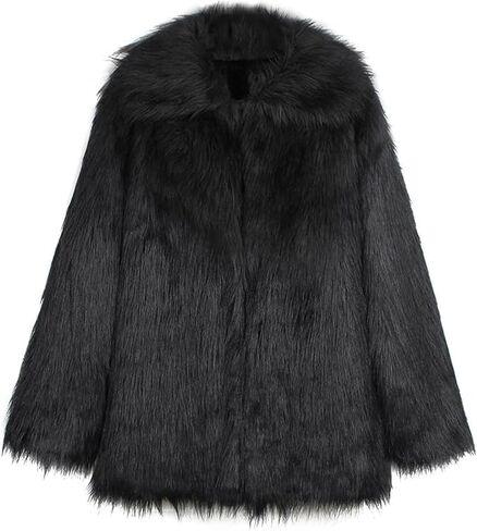 Gihuo Men's Faux Fur Coat Plush Warm Winter Furry Jacket, Fashionable Fake Fur Jacket for Men in Saudi Arabia