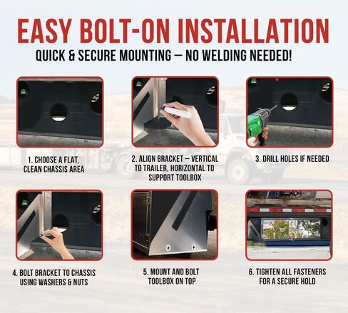 MyTee Products Aluminium Mounting Brackets for Flatbed و Stepdeck Trailer Toolbox - 18 "× 24" ولحمة ، مربع تثبيت Truck Truck Mount in Saudi Arabia