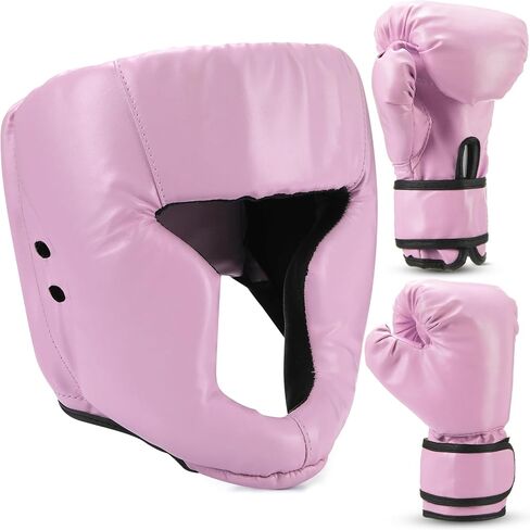 Boxing Headgear and Gloves Set for Kids Youth Pink 4oz Unicorn Boxing Gloves and Wrestling Headgear Boxing Sparring Equipment for Boxing Kick Boxing Muay Thai BJJ Karate Training in Saudi Arabia