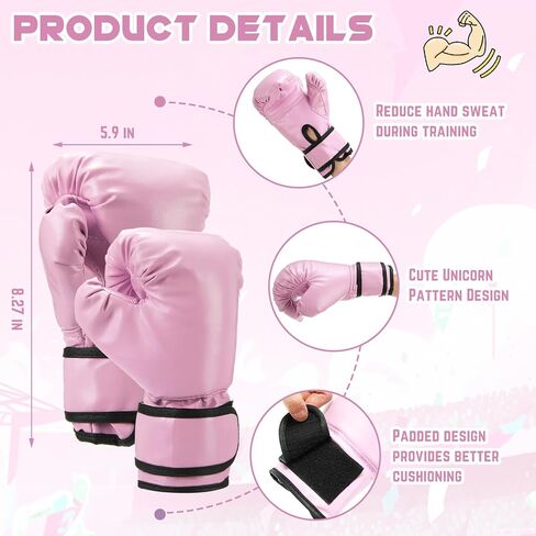 Boxing Headgear and Gloves Set for Kids Youth Pink 4oz Unicorn Boxing Gloves and Wrestling Headgear Boxing Sparring Equipment for Boxing Kick Boxing Muay Thai BJJ Karate Training in Saudi Arabia