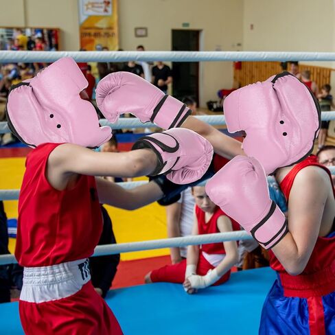 Boxing Headgear and Gloves Set for Kids Youth Pink 4oz Unicorn Boxing Gloves and Wrestling Headgear Boxing Sparring Equipment for Boxing Kick Boxing Muay Thai BJJ Karate Training in Saudi Arabia