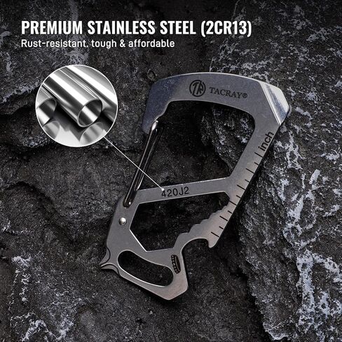 TACRAY Compact Carabiner Keychain Clip, Titanium EDC key holder, Anti-Lost Keychain Hook, Multi-tool Bottle Opener Keychain, Quick Released Backpack Clasp in Kuwait
