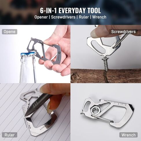 TACRAY Compact Carabiner Keychain Clip, Titanium EDC key holder, Anti-Lost Keychain Hook, Multi-tool Bottle Opener Keychain, Quick Released Backpack Clasp in Kuwait