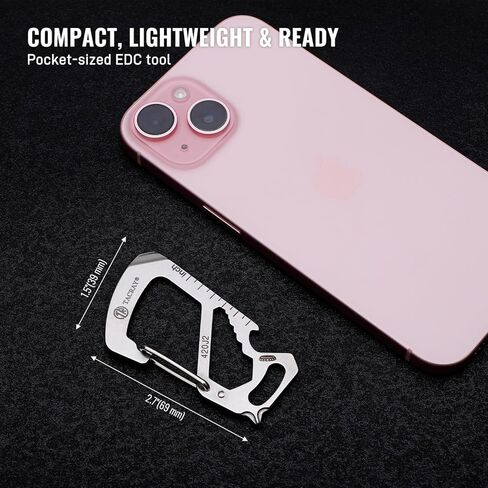 TACRAY Compact Carabiner Keychain Clip, Titanium EDC key holder, Anti-Lost Keychain Hook, Multi-tool Bottle Opener Keychain, Quick Released Backpack Clasp in Kuwait