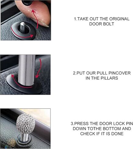 Pack of 2 Car Door Latch, Bling Alloy Side Door Switch, Car Personalized Decorative Accessory, Universal for Most Cars SUVs (White) in Saudi Arabia