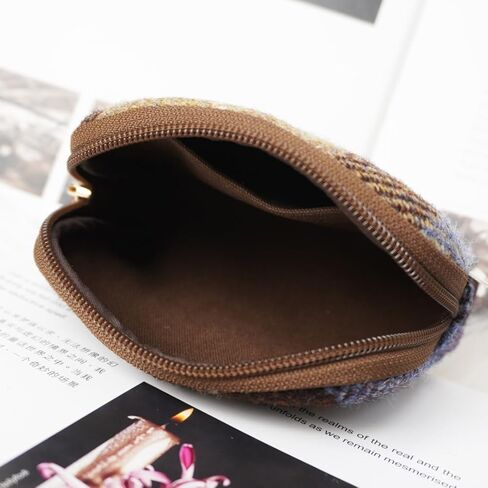 Harris Tweed Mini Travel Makeup Carrying Case Cosmetic Bag Portable Electronics Accessories Organizer Coin Purse (Red Plaid) in Kuwait