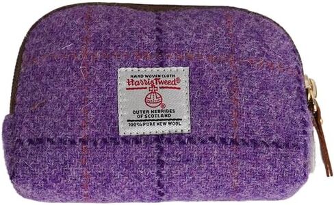 Harris Tweed Mini Travel Makeup Carrying Case Cosmetic Bag Portable Electronics Accessories Organizer Coin Purse (Red Plaid) in Kuwait