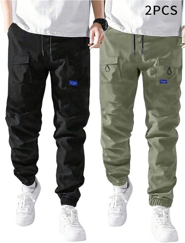 GORGLITTER Boy's Cargo Pants 2 Piece Elastic Waist Hiking Pants Joggers with Pockets in Kuwait