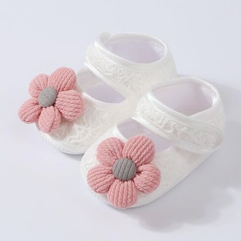 Baby Girls Floral Headband and Nonslip Walking Shoes Floor Shoes with Flower Hairband Set for Delicate Skin in Saudi Arabia