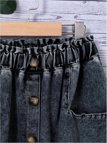 Gorglitter Girl's Midi Denim Skirt Button Front Jean Jean Summer Beach Slant Pocket Flowy Virts 2025 in Kuwait
