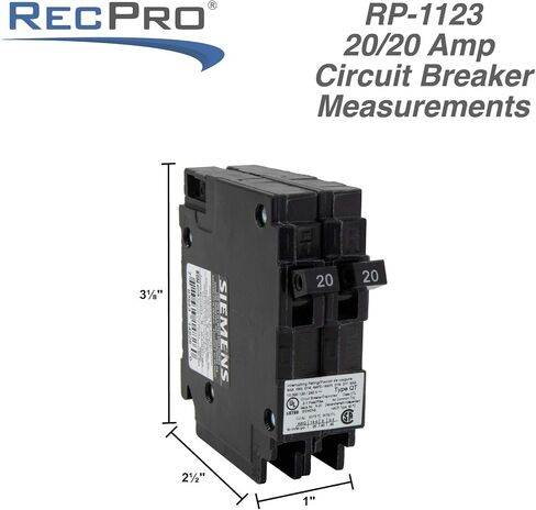 Recpro RV Circuit Breaker 20 AMP Q2020 | استبدال الكسارة العربة (حزمة واحدة) in Kuwait