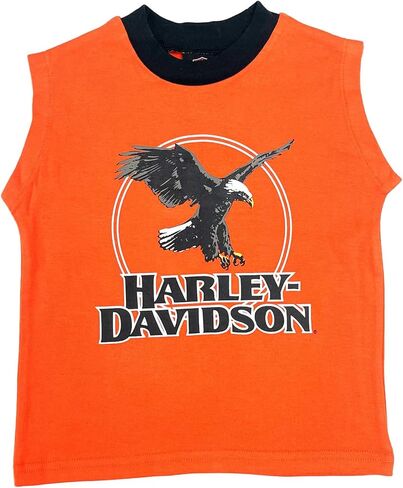 Harley-Davidson Little Boys' Eagle Sleeveless Toddler Muscle Tee - Orange in Kuwait