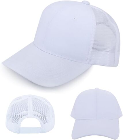 ZH 24 Pack Blank Mesh Trucker Hats ، قبعات البيسبول السائبة قابلة للتعديل للرجال والنساء ، قبعات Snapback العادية بالجملة in Kuwait