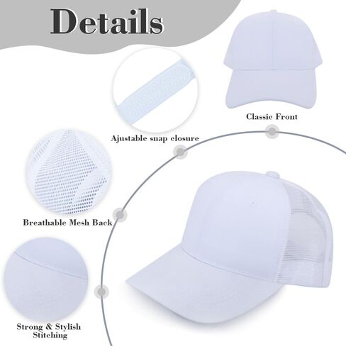 ZH 24 Pack Blank Mesh Trucker Hats ، قبعات البيسبول السائبة قابلة للتعديل للرجال والنساء ، قبعات Snapback العادية بالجملة in Kuwait