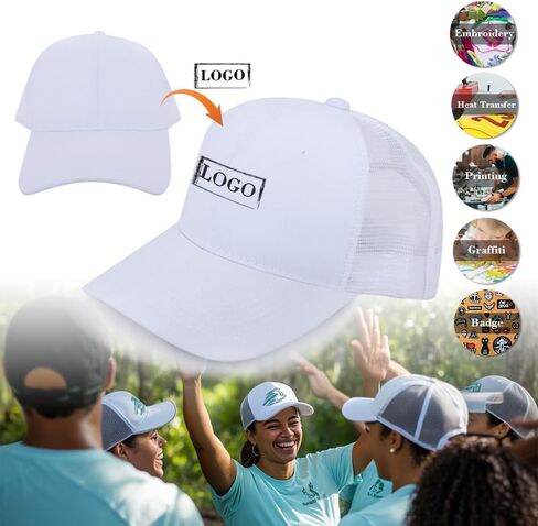 ZH 24 Pack Blank Mesh Trucker Hats ، قبعات البيسبول السائبة قابلة للتعديل للرجال والنساء ، قبعات Snapback العادية بالجملة in Kuwait