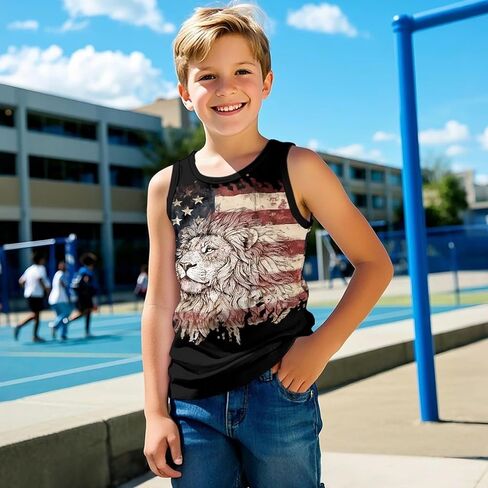 Tank Tops for Boys Casual Graphic Crew Neck Sleeveless T Shirts Kids Comfy Breathable Summer Athletic Tank in Saudi Arabia
