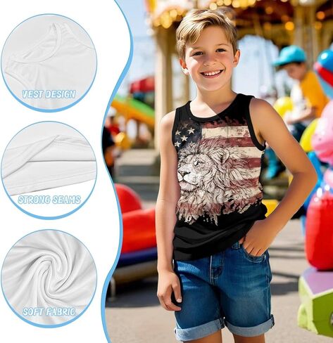 Tank Tops for Boys Casual Graphic Crew Neck Sleeveless T Shirts Kids Comfy Breathable Summer Athletic Tank in Saudi Arabia