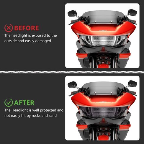 Motorcycle Headlight Lens Cover, Front Headlamp Protection Cover Waterproof Anti-Scratch Lenses Guard Fit for Harley Touring CVO Road Glide FLTRXSE 2023-2024/ST 2024(Deep Smoke) in Kuwait