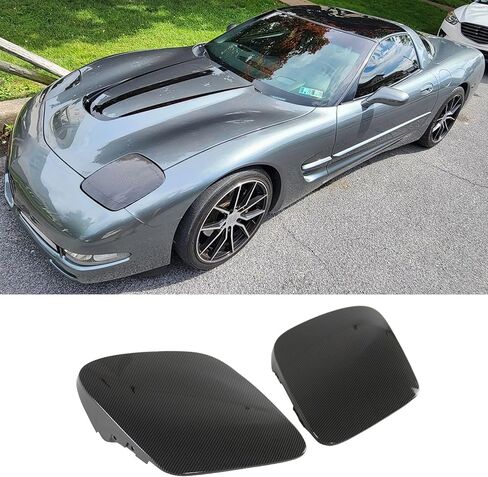 2PCS Headlight Cover for Corvette C5 1997-2004 Factory Style OE Replacement Part ABS Plastic Driver Side Passenger Side (Glossy Black) in Kuwait