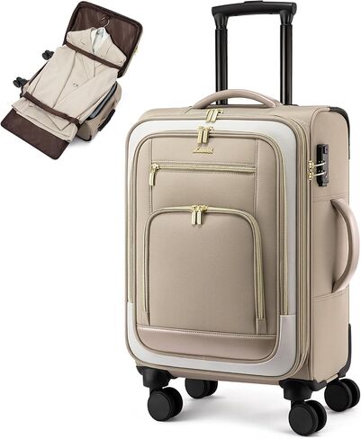 LOVEVOOK Carry on Luggage 22x14x9 Airline Approved, 22 Inch Large Rolling Suitcase, Spinner Wheels & TSA Lock, 49L Softside Lightweight Underseat Carryon Luggage for Women Men Travel in Saudi Arabia