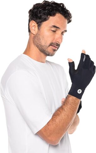 Coolibar UPF 50+ Unisex MaxShield Multi-Sport Fingerless Gloves, Sleek Grey, X-Small, Solid - Sun Protective in Saudi Arabia
