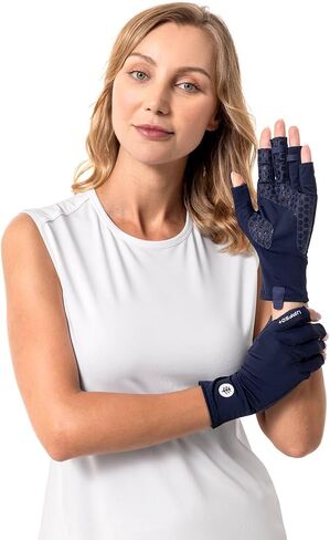 Coolibar UPF 50+ Unisex MaxShield Multi-Sport Fingerless Gloves, Sleek Grey, X-Small, Solid - Sun Protective in Kuwait