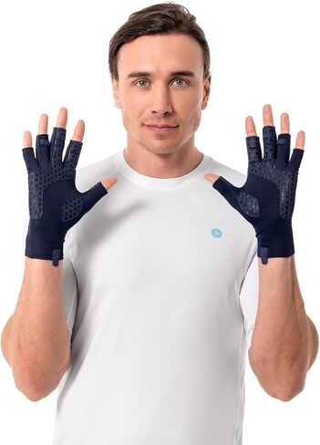 Coolibar UPF 50+ Unisex MaxShield Multi-Sport Fingerless Gloves, Sleek Grey, X-Small, Solid - Sun Protective in Kuwait