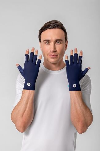 Coolibar UPF 50+ Unisex MaxShield Multi-Sport Fingerless Gloves, Sleek Grey, X-Small, Solid - Sun Protective in Kuwait
