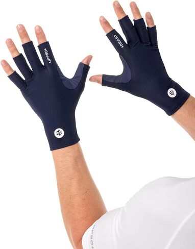 Coolibar UPF 50+ Unisex MaxShield Multi-Sport Fingerless Gloves, Sleek Grey, X-Small, Solid - Sun Protective in Kuwait