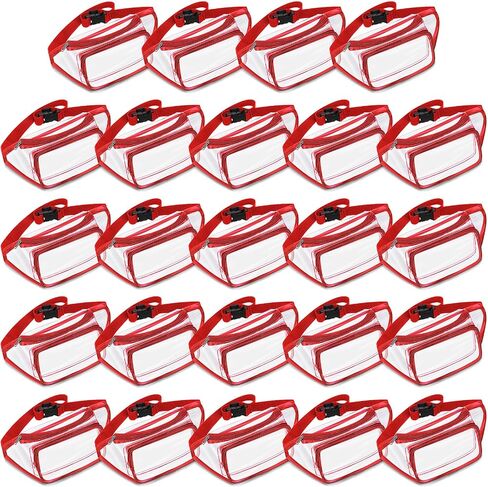 24 Pcs Fanny Packs Clear Fanny Pack for Women Men Waist Pack Stadium Approved Transparent Bag Waterproof Clear Purse Adjustable Belt Bag for Festival, Games, Travel, Concerts(Gray, Black, White, Pink) in Saudi Arabia