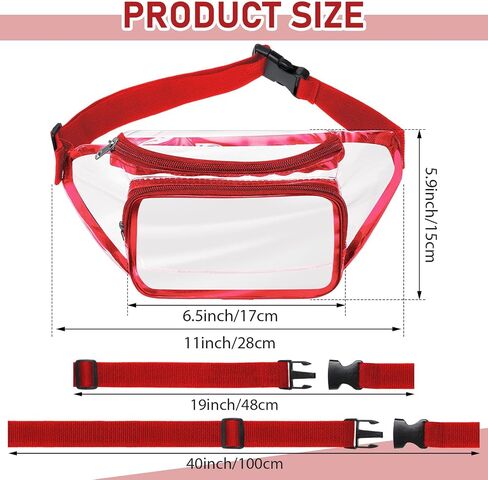 24 Pcs Fanny Packs Clear Fanny Pack for Women Men Waist Pack Stadium Approved Transparent Bag Waterproof Clear Purse Adjustable Belt Bag for Festival, Games, Travel, Concerts(Gray, Black, White, Pink) in Saudi Arabia