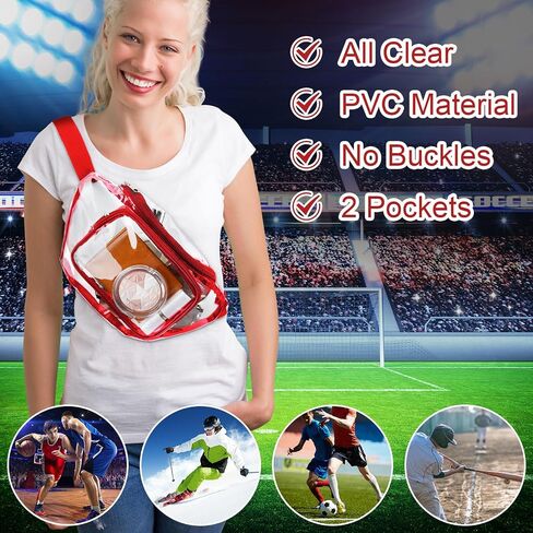 24 Pcs Fanny Packs Clear Fanny Pack for Women Men Waist Pack Stadium Approved Transparent Bag Waterproof Clear Purse Adjustable Belt Bag for Festival, Games, Travel, Concerts(Gray, Black, White, Pink) in Saudi Arabia