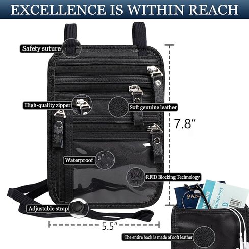 Neck Wallet - Rfid Wallet Women - passport holder for travel - Travel Wallet Passport Holder For Travel Women - 10.3x6.8inch (Dark Coffe) in Kuwait