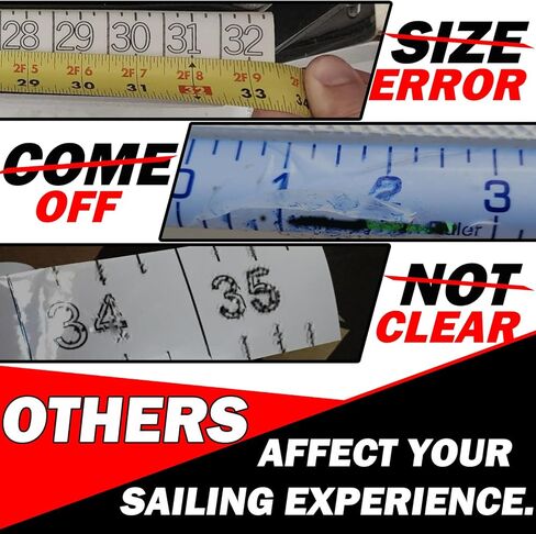 ملصق قياس مسطرة القارب 38 بوصة - شريط قياس شفاف مقاوم للماء - لاصق شفاف سري للقارب، الكاياك، الشبكة، Gaff، الطاولة - مساطر السمك 38 بوصة (rc01، S) in Kuwait